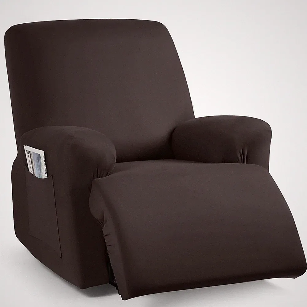 3Pcs Recliner Chair Covers, Stretch Slipcover, Washable Fabric, Coffee
