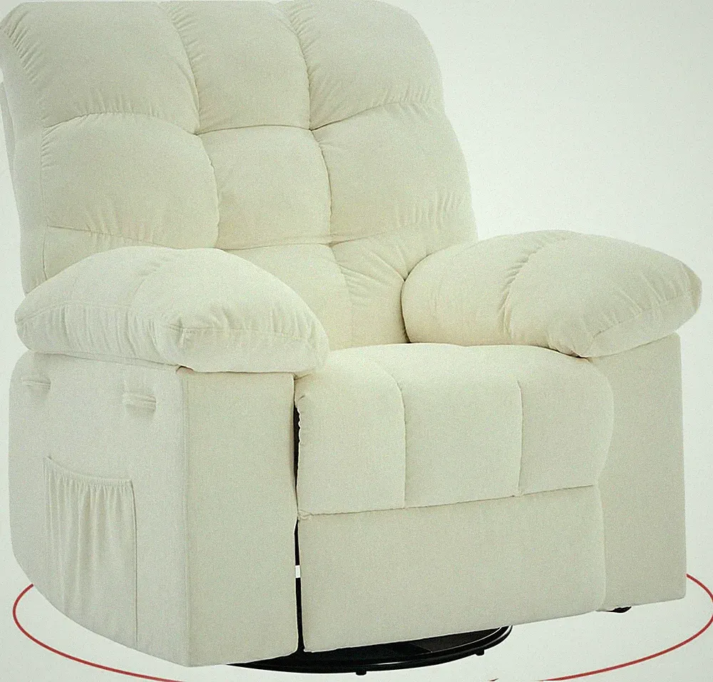 GRAVEE Manual Swivel Rocker Recliner Chair High Back Nursery 90-150° Lounge