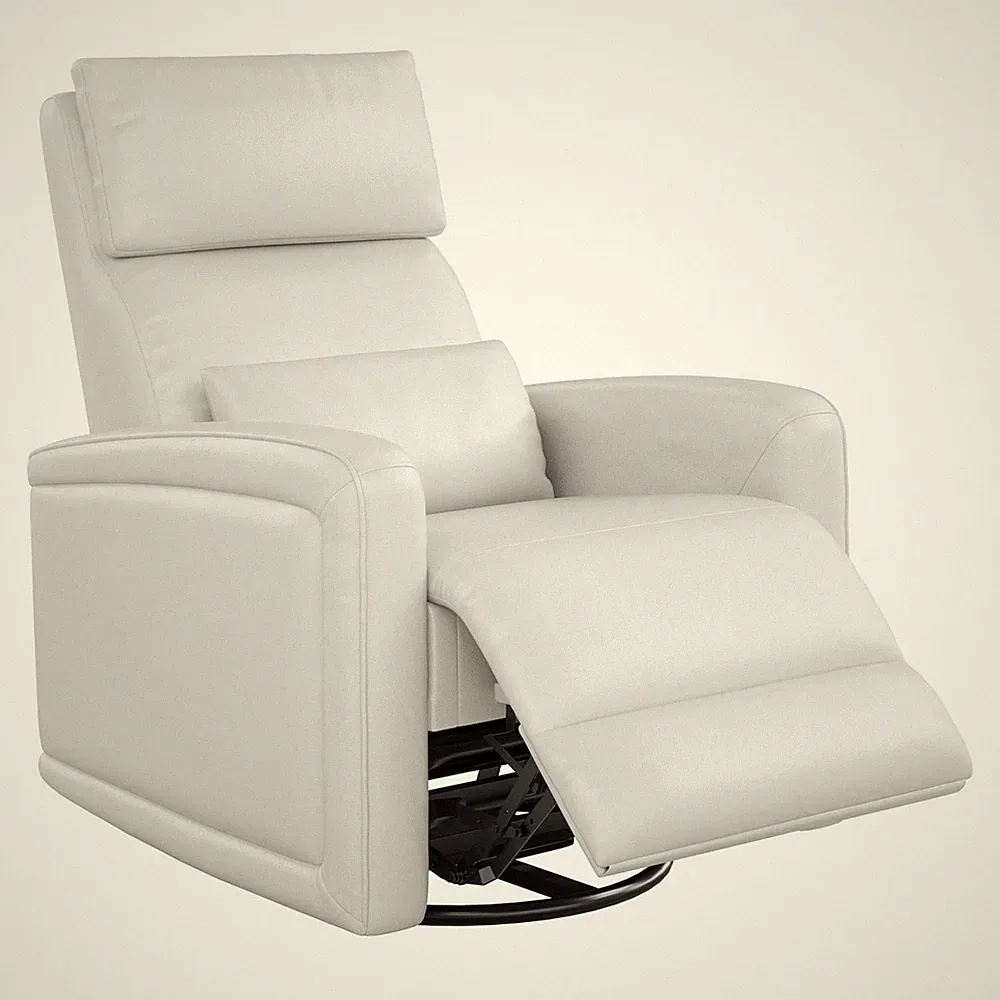 Adult Manual Recliner Chair with 360° Swivel, Faux Leather Reclining Sofa Roc...