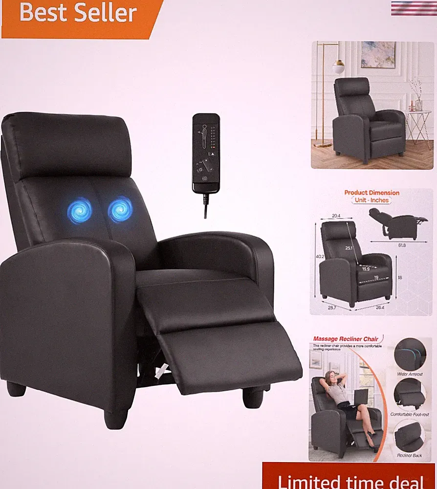 Durable Water-Resistant Massage Recliner with Easy Assembly - Living Room Chair