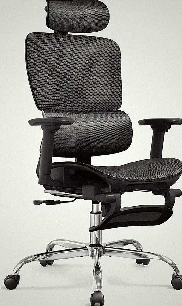 Ergonomic Mesh Office Chair with Footrest, High Back Reclining Desk Chair