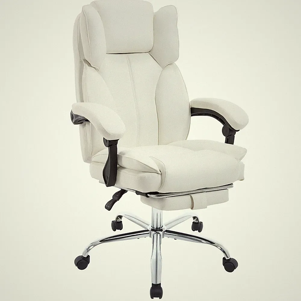 Ergonomic Office Chair with Footrest and Reclining High Back Leather