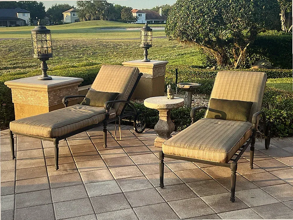 Frontgate Patio Furniture Chaise Loungers Set of 2 Black Aluminum Original~$5K