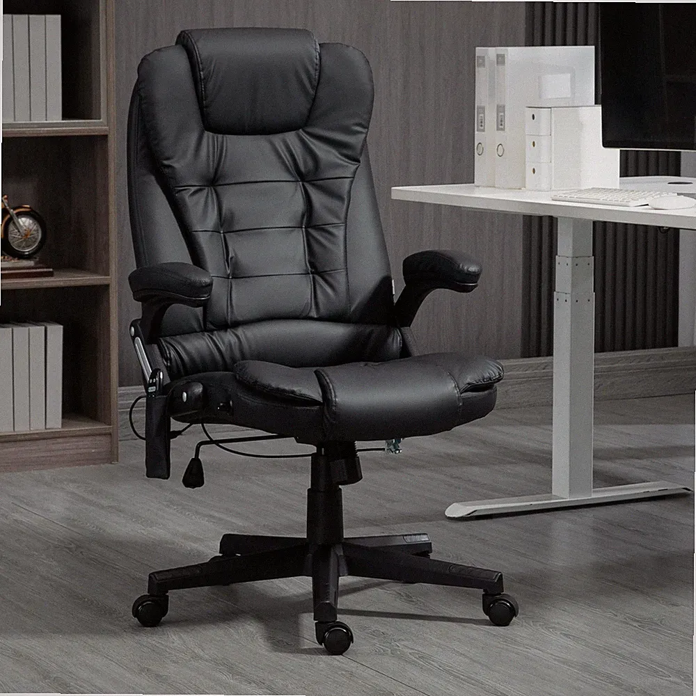 HOMCOM High-Back Vibration Massage Chair, Heating Office Chair, Black