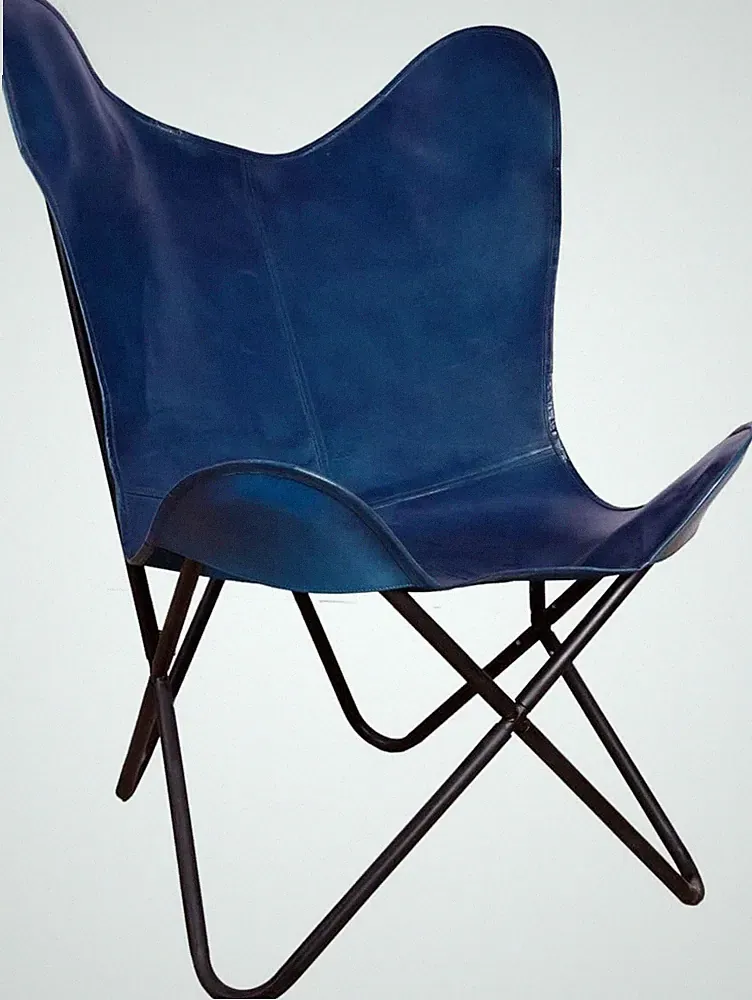 Iron Folding Frame Indoor/Outdoor Relaxing Chair,Leather Butterfly chair
