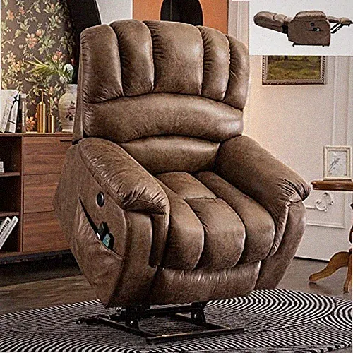 Large Dual OKIN Motor Lay Flat Sleeper Lift Electric Recliner w/Heat Massage