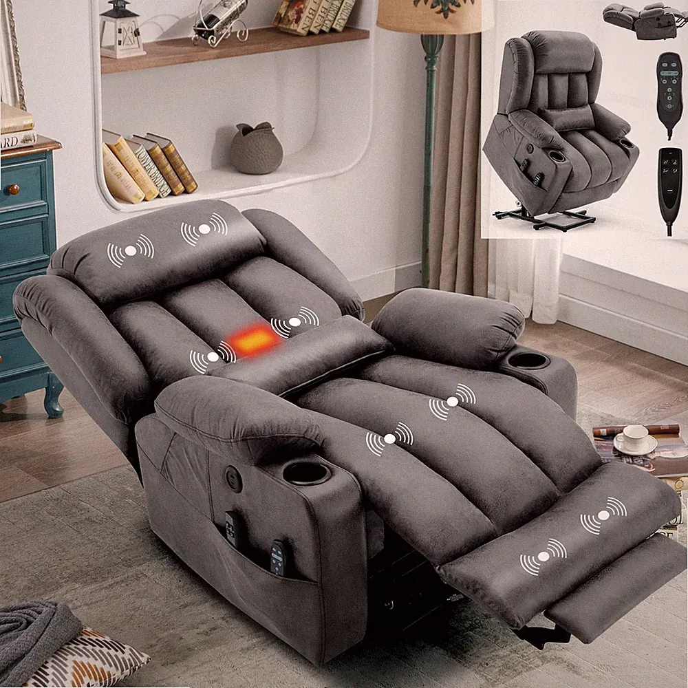 Lay Flat Massage Heated Power Lift Recliner Electric Reclining Chair for Elderly