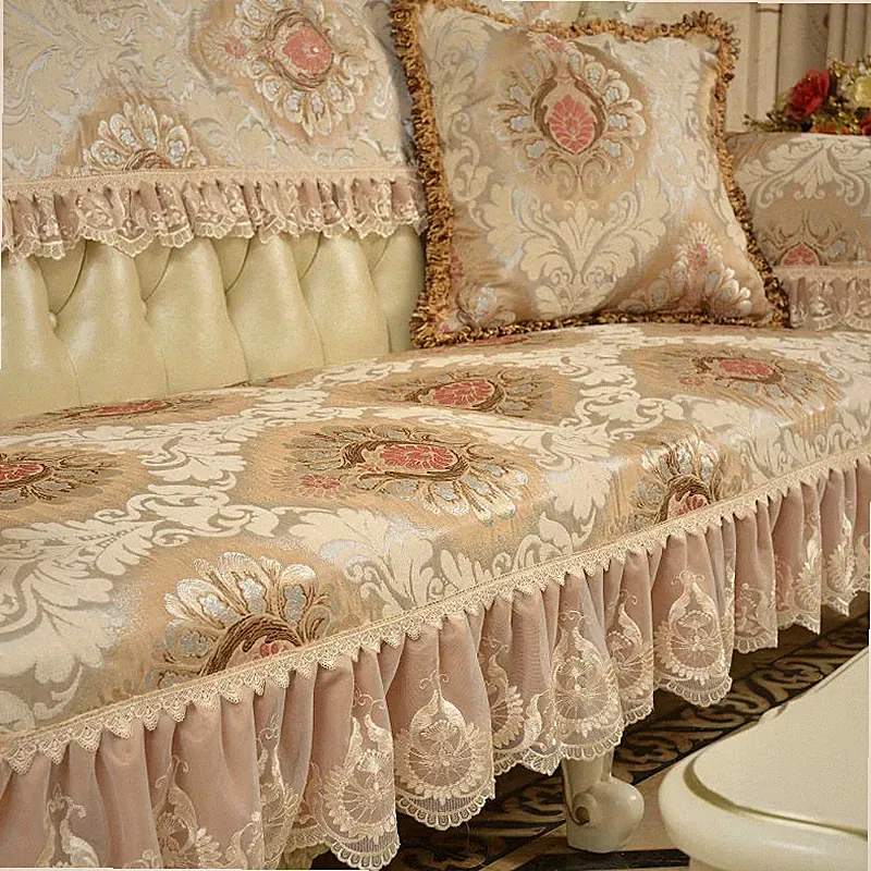 Luxury Lace Sofa Cover 3 Seater Slipcover Couch Recliner Anti-slip Protector Mat