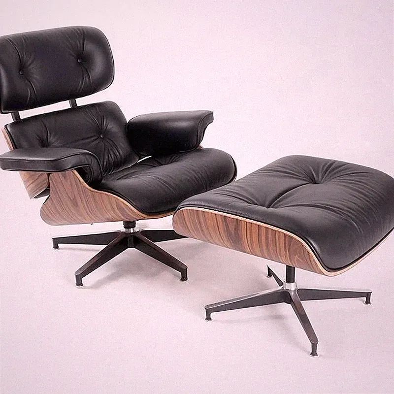 New Listing Classic Eames Lounge Chair And Ottoman Set black Rosewood Geniuine Leather chair