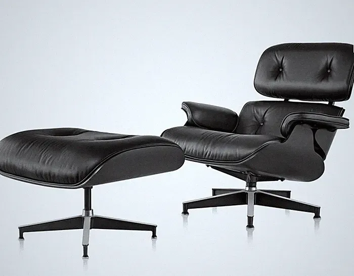 New Listing Eames Lounge Chair And Ottoman black wood black real Italian Aniline Leather