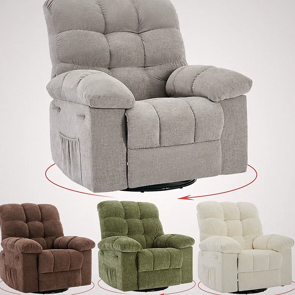 Nursery Swivel Rocking Recliner with High Back, Soft Cushioning, 300 lb Capacity