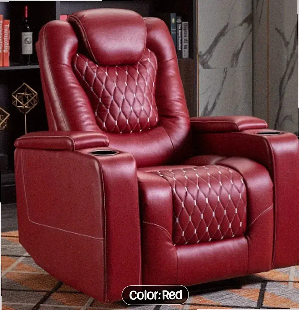 Power Recliner Red Chair Luxury Home Theater Sofa Chair