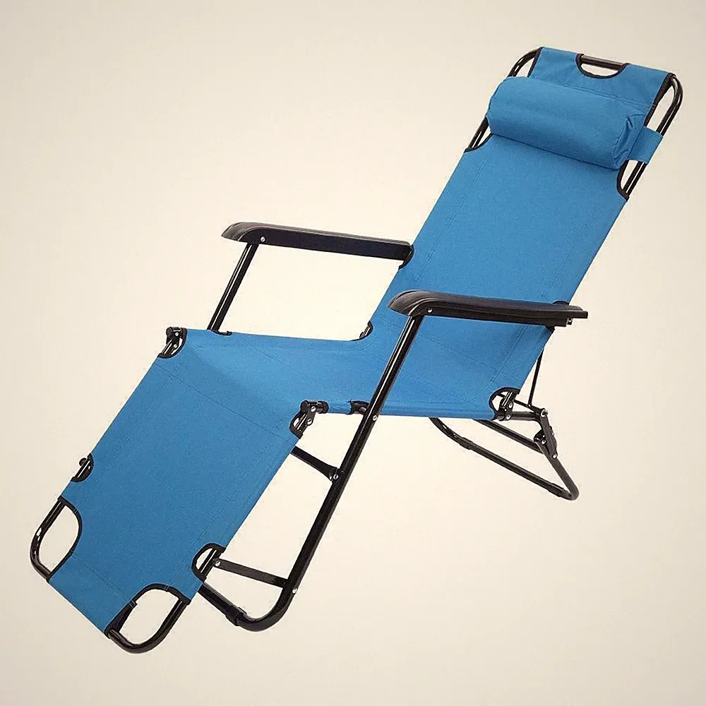 Reclining Beach Sunshade Chaise Lounge Chair Pool Lawn Lounger Foldable Outdoor